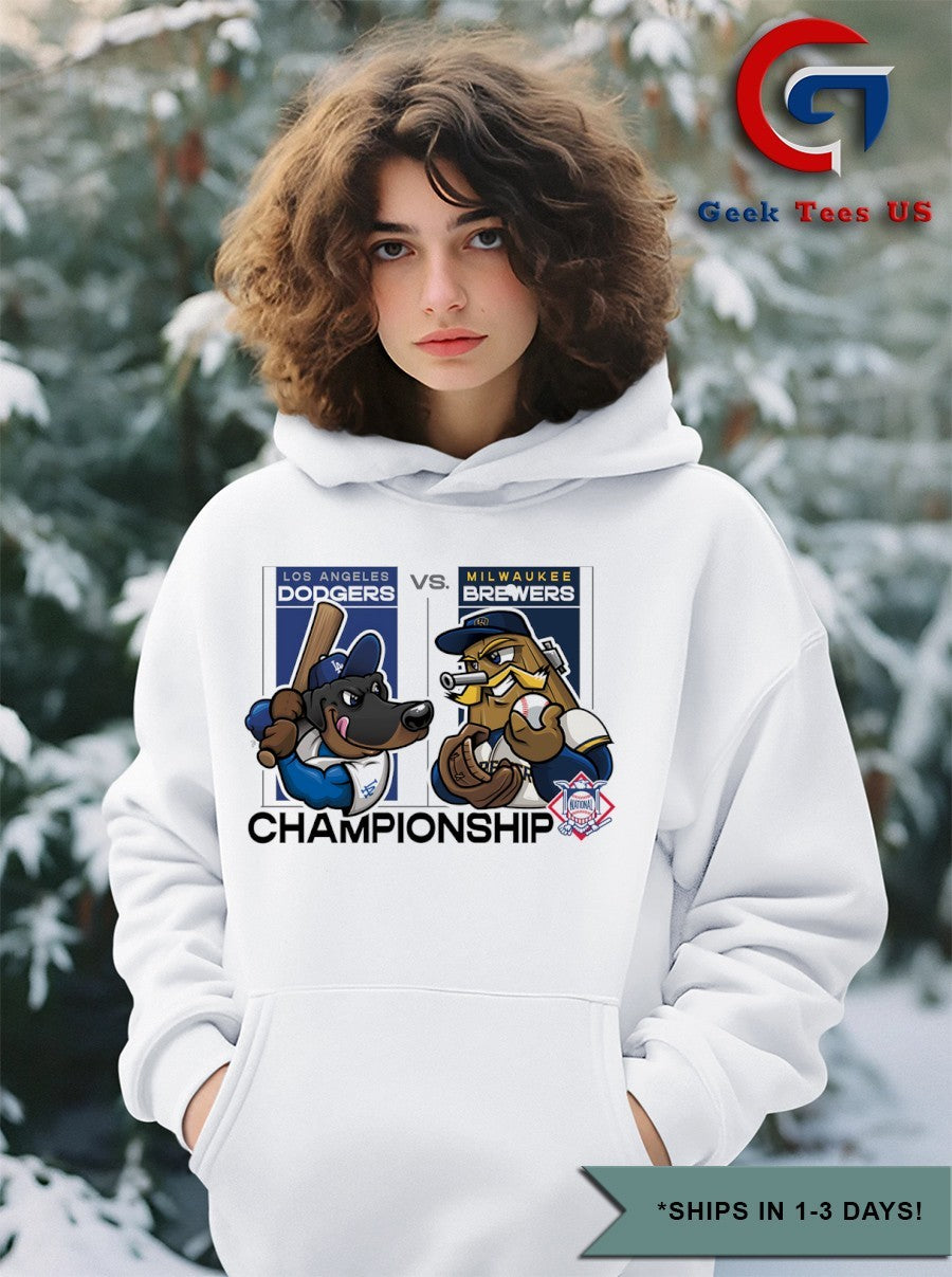 Los Angeles Dodgers vs Milwaukee Brewers 2025 National League Championship mascot shirt