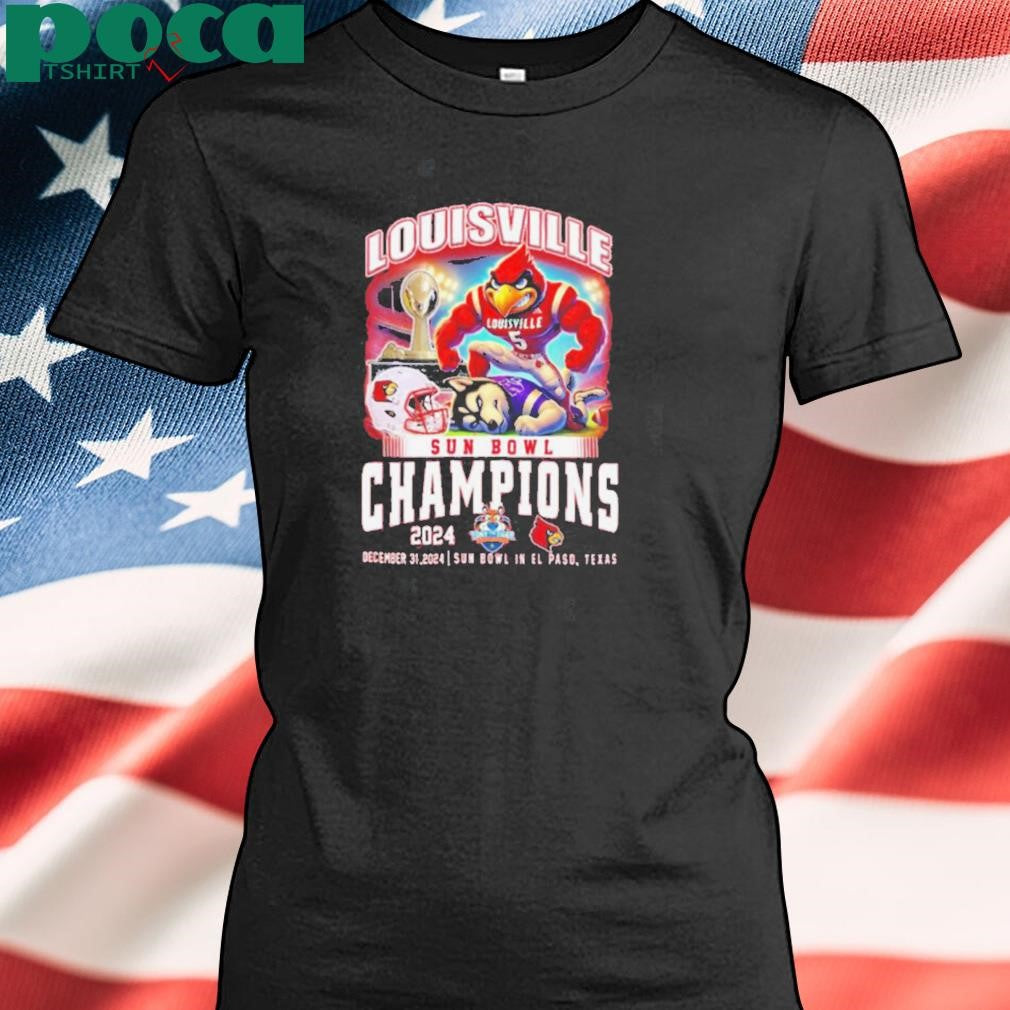 Louisville Cardinals Sun Bowl Champions 2024 Dec 31 Mascot Shirt