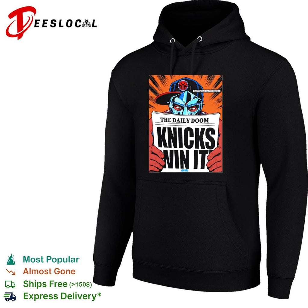 MF Doom reading newspaper the daily doom Knicks win it shirt