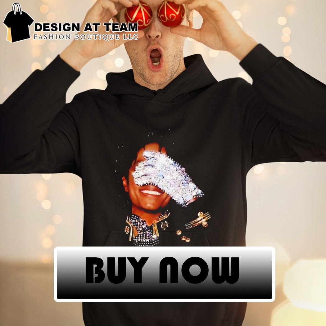 MJ King of Pop hand applied iridescent rhinestones shirt