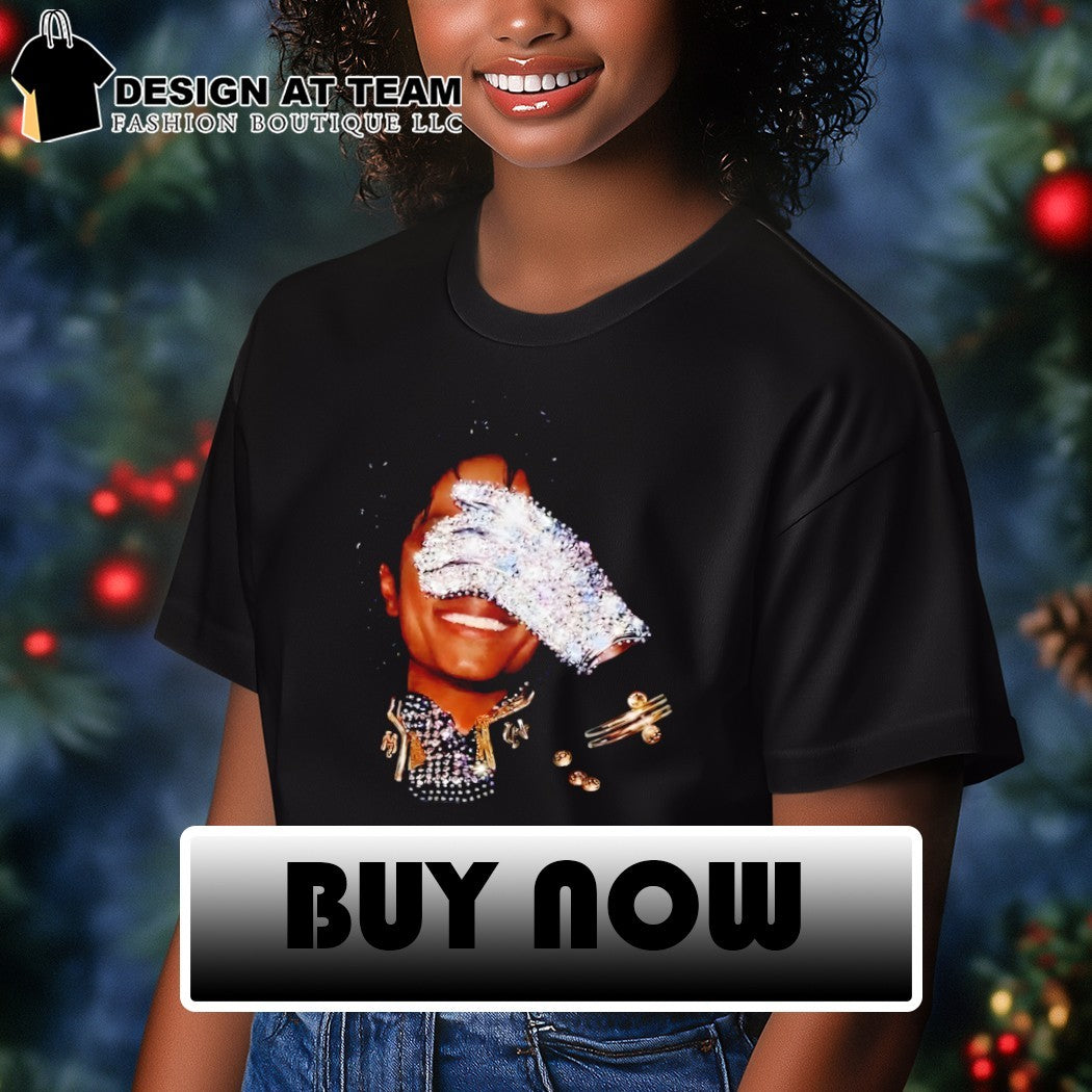 MJ King of Pop hand applied iridescent rhinestones shirt