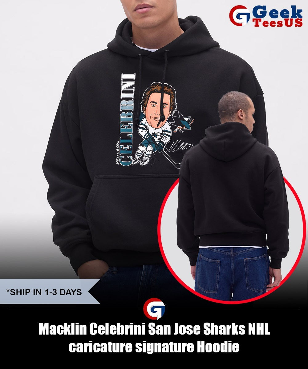 Macklin Celebrini San Jose Sharks NHL caricature signature shirt