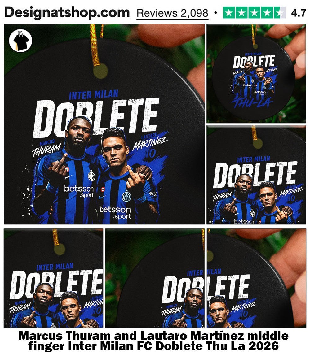 Marcus Thuram and Lautaro Martínez middle finger Inter Milan FC Doblete Thu La 2026 shirt