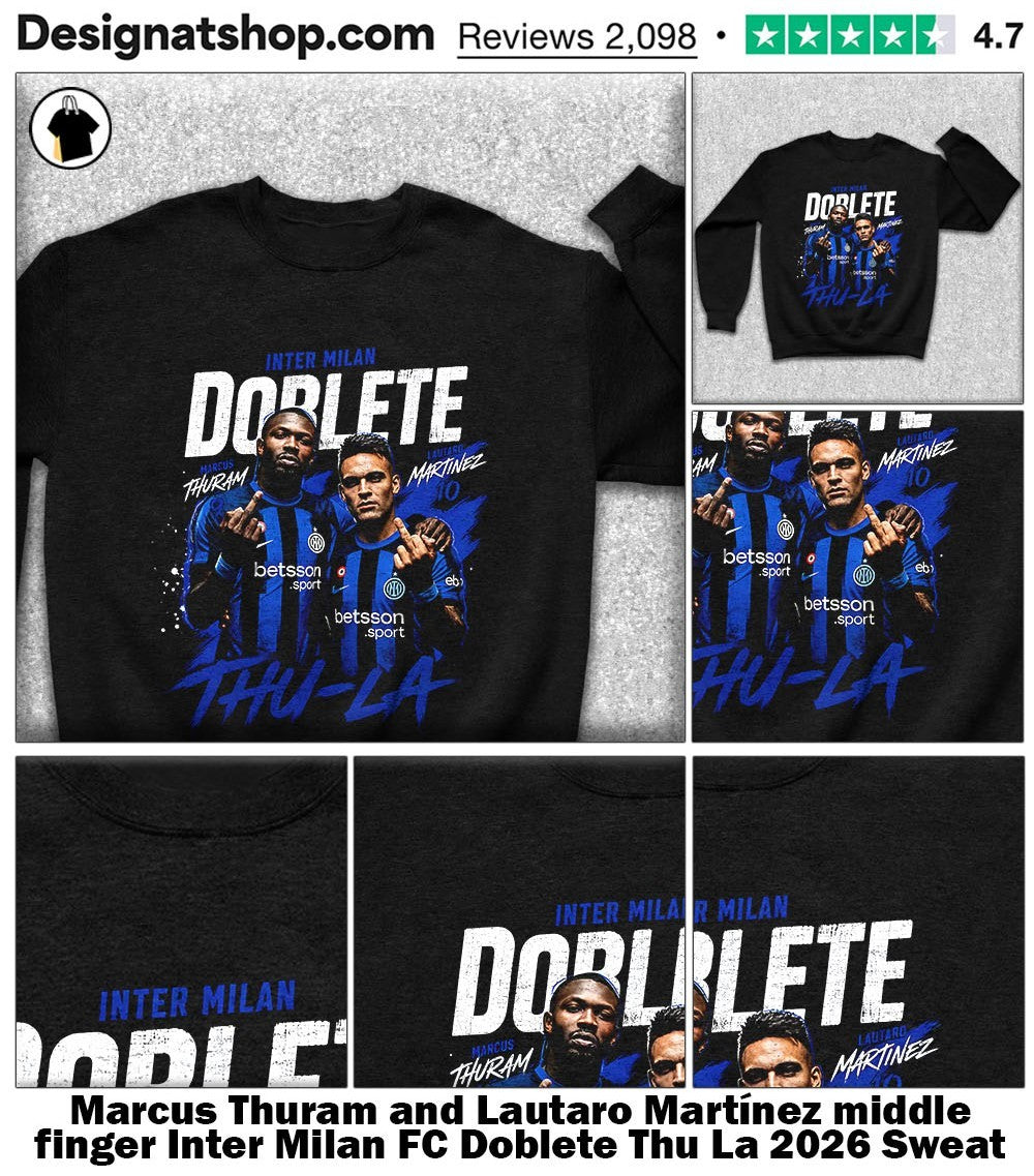 Marcus Thuram and Lautaro Martínez middle finger Inter Milan FC Doblete Thu La 2026 shirt