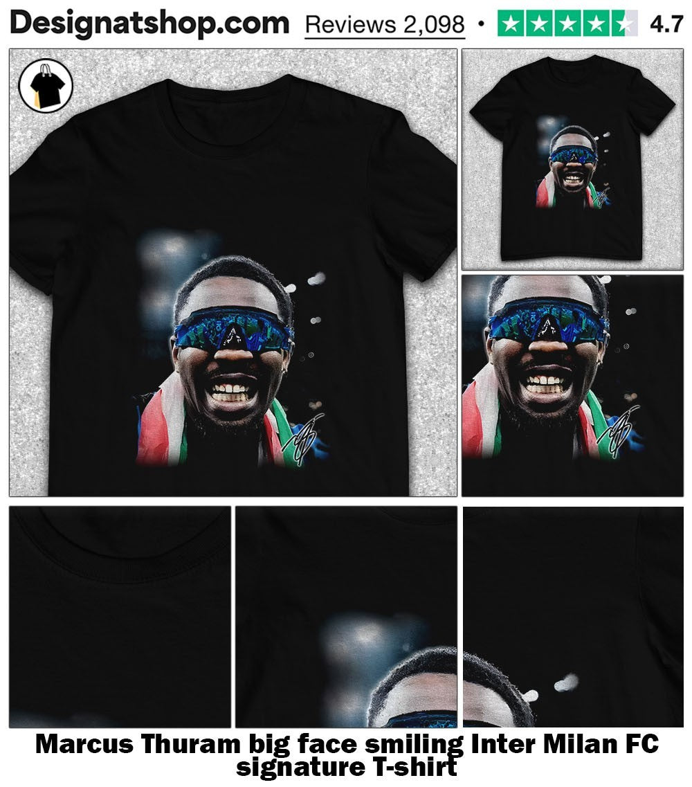 Marcus Thuram big face smiling Inter Milan FC signature shirt