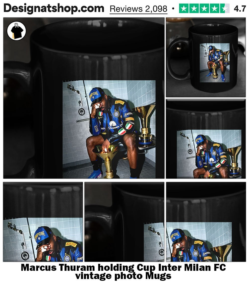 Marcus Thuram holding Cup Inter Milan FC vintage photo shirt
