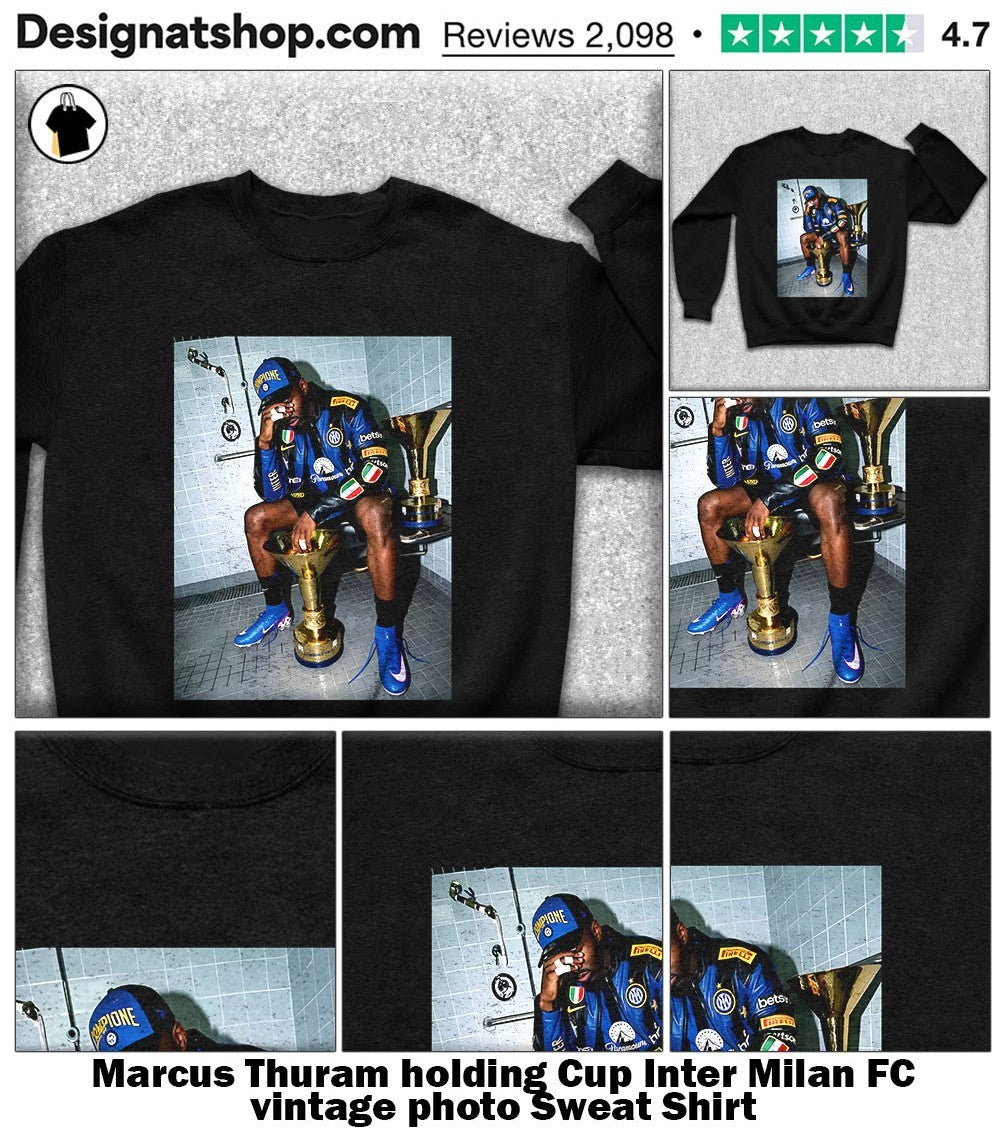 Marcus Thuram holding Cup Inter Milan FC vintage photo shirt