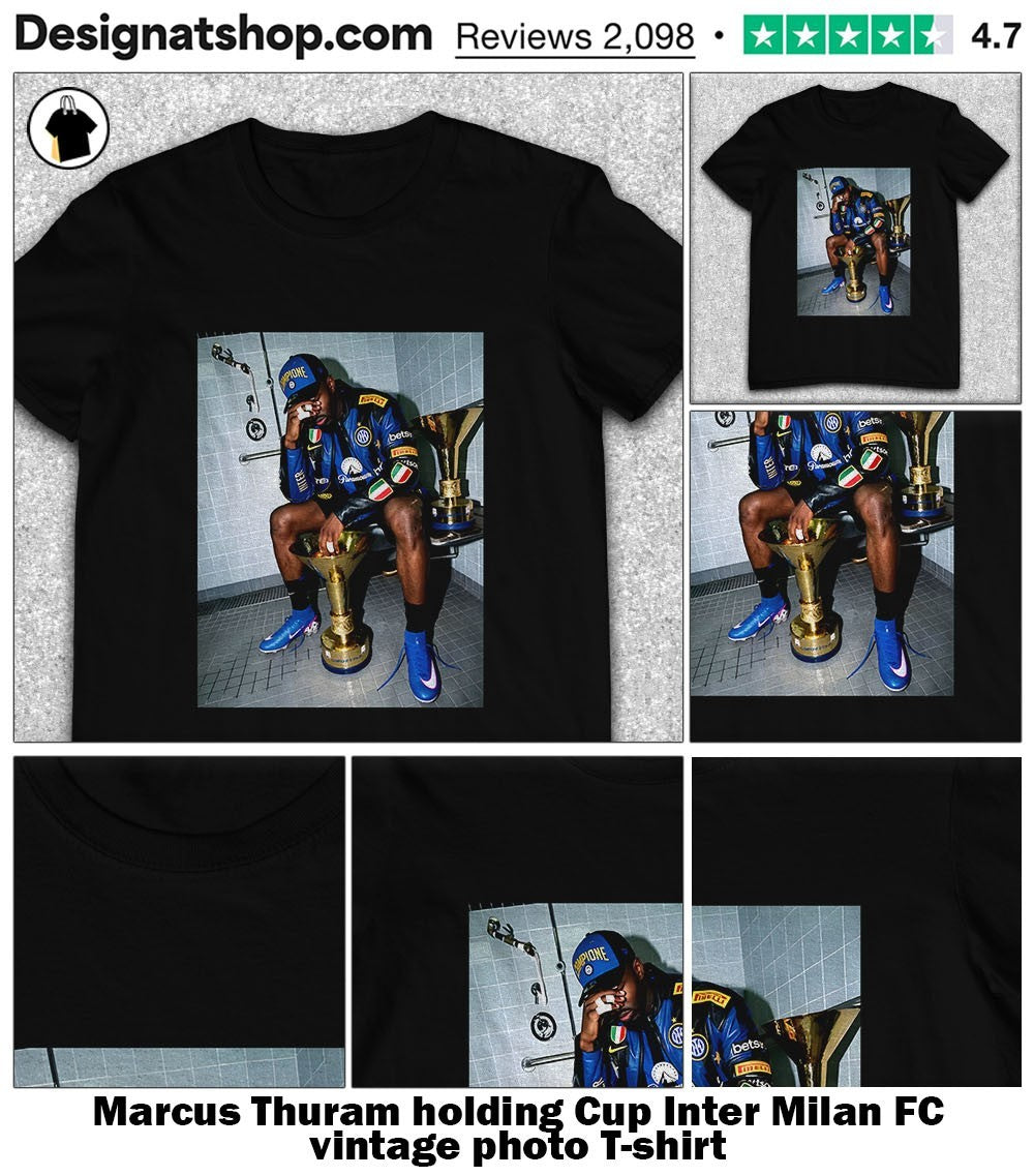 Marcus Thuram holding Cup Inter Milan FC vintage photo shirt
