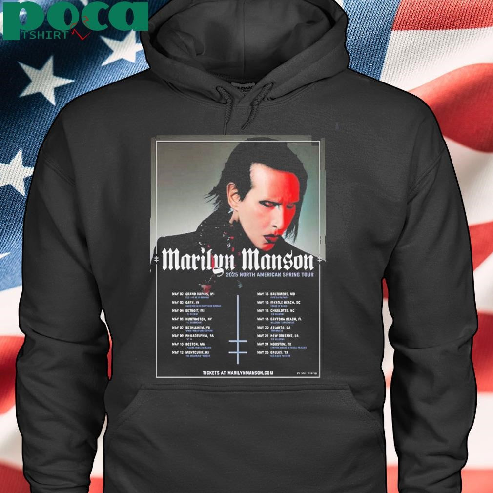 Marilyn Manson 2025 North American Spring Tour Poster Schedule Dates Two Sides Unisex T-Shirt