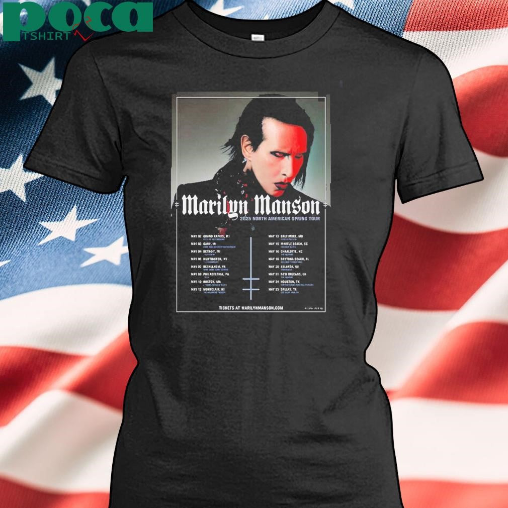 Marilyn Manson 2025 North American Spring Tour Poster Schedule Dates Two Sides Unisex T-Shirt