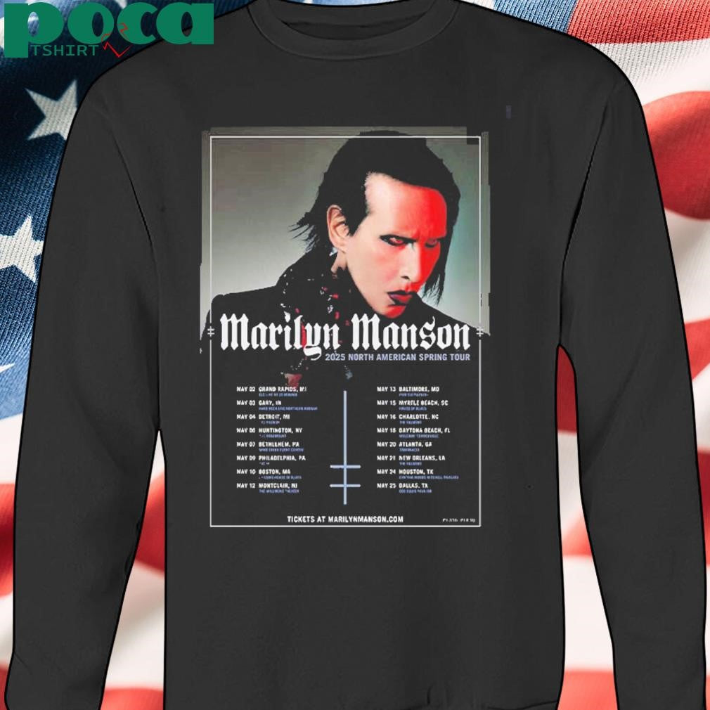 Marilyn Manson 2025 North American Spring Tour Poster Schedule Dates Two Sides Unisex T-Shirt