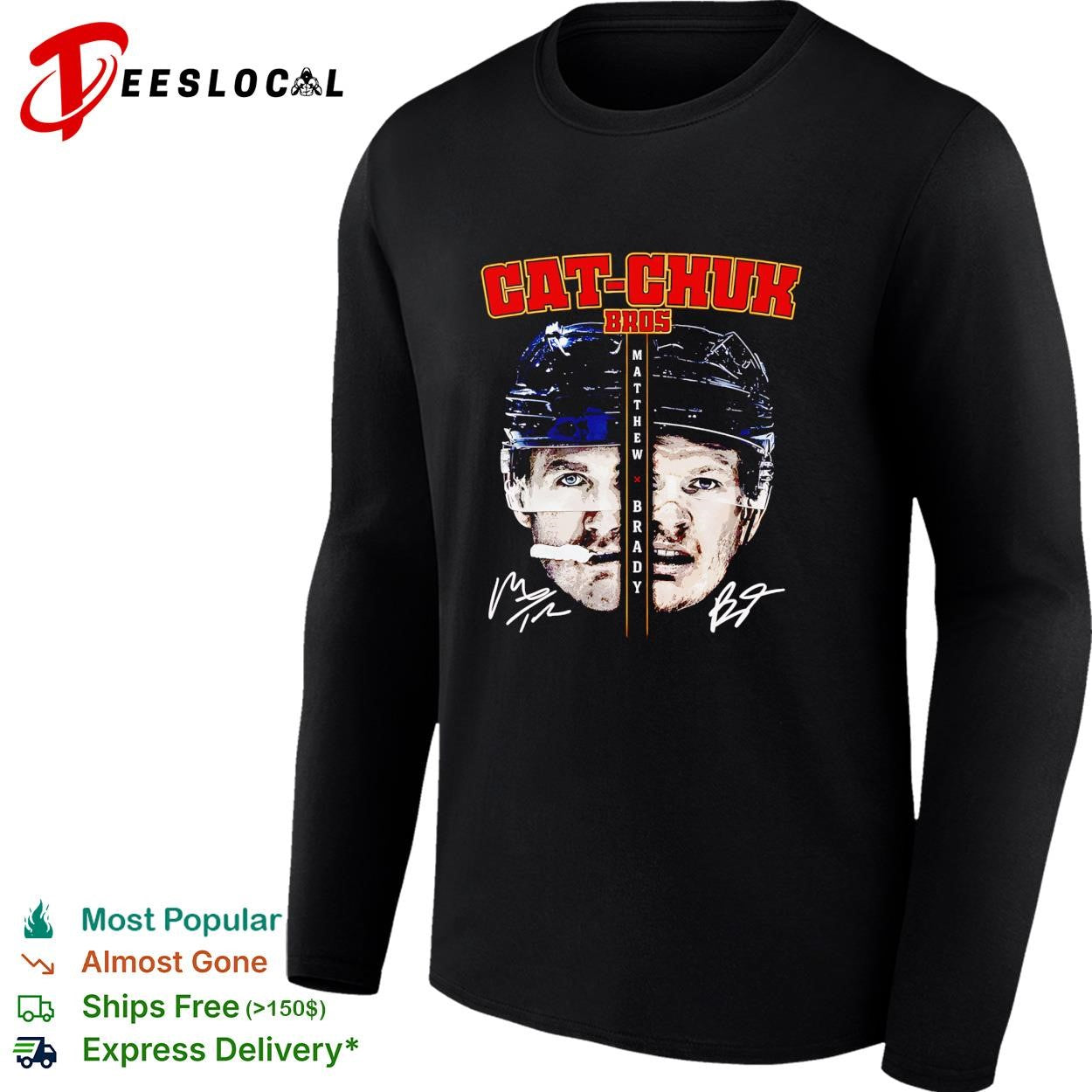 Matthew Tkachuk and Brady Tkachuck Florida Panthers Cat-Chuk Bros half face signature shirt