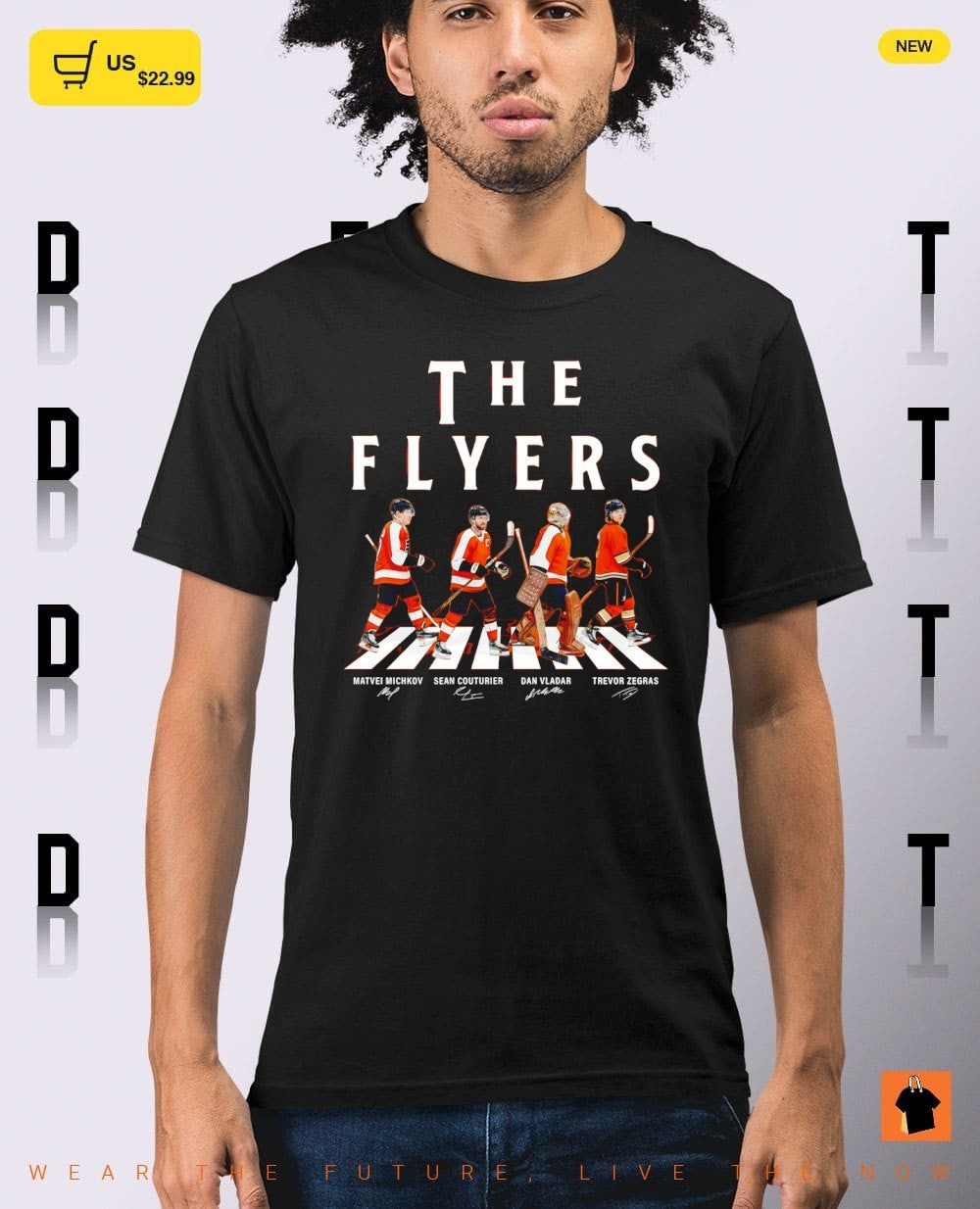 Matvei Michkov Sean Couturier Dan Vladar Trevor Zegras Philadelphia Flyers Abbey Road signatures shirt