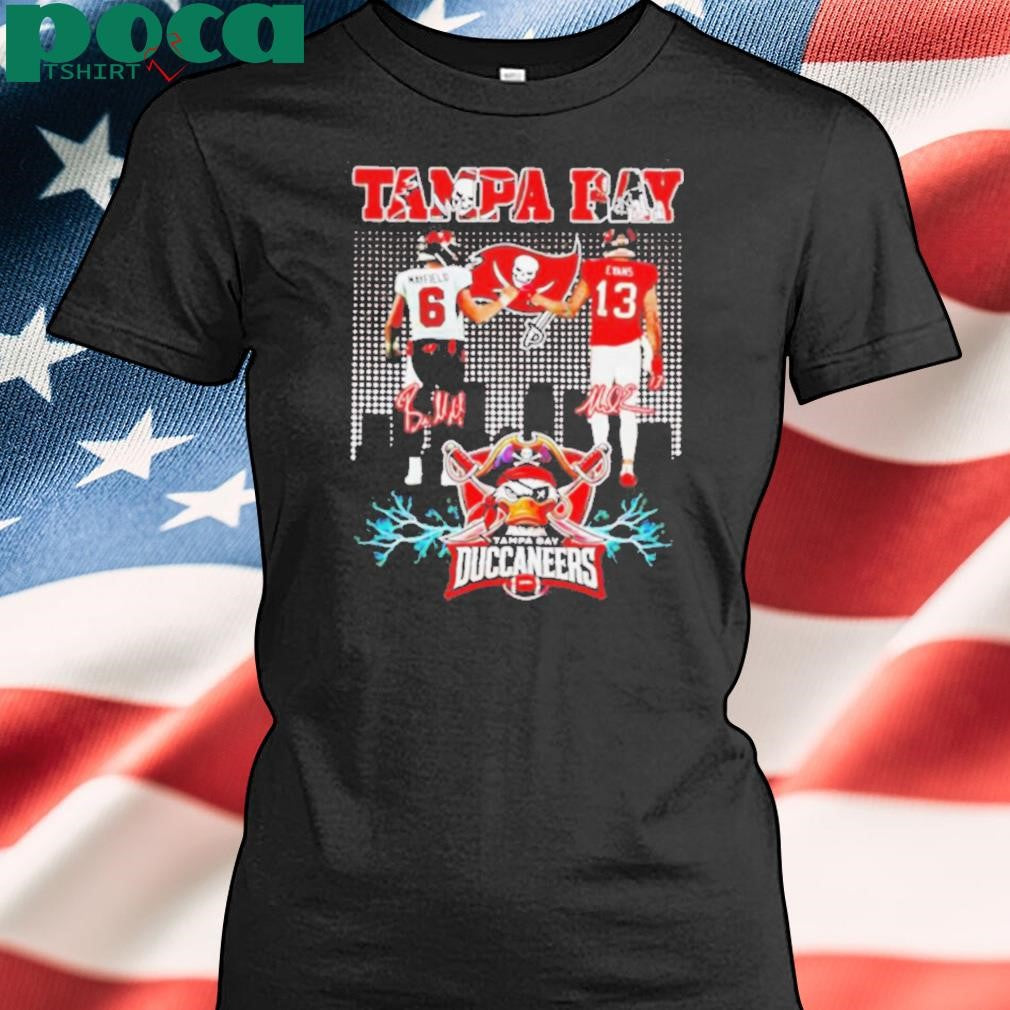Mayfield and Evans city skyline Tampa Bay Buccaneers signatures shirt