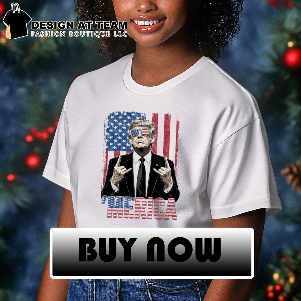 Merica Trump American USA flag 4th of July Independence Day Summer shirt
