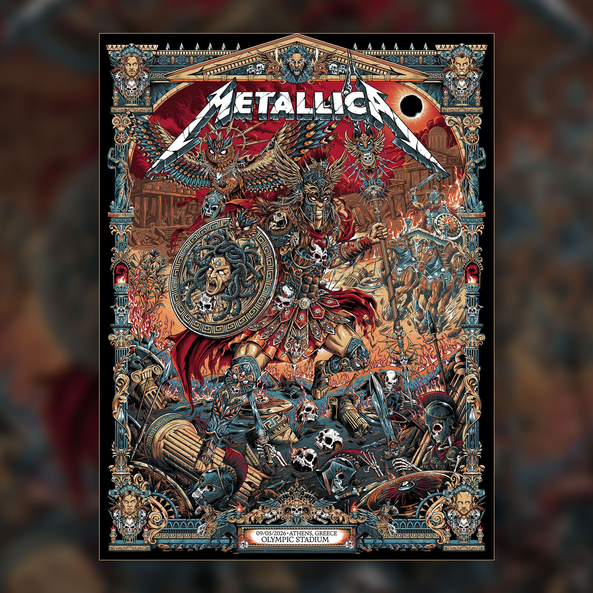 Metallica Athens Olympic Stadium Greece OAKA 2026 May 5th Wall Art Poster Canvas