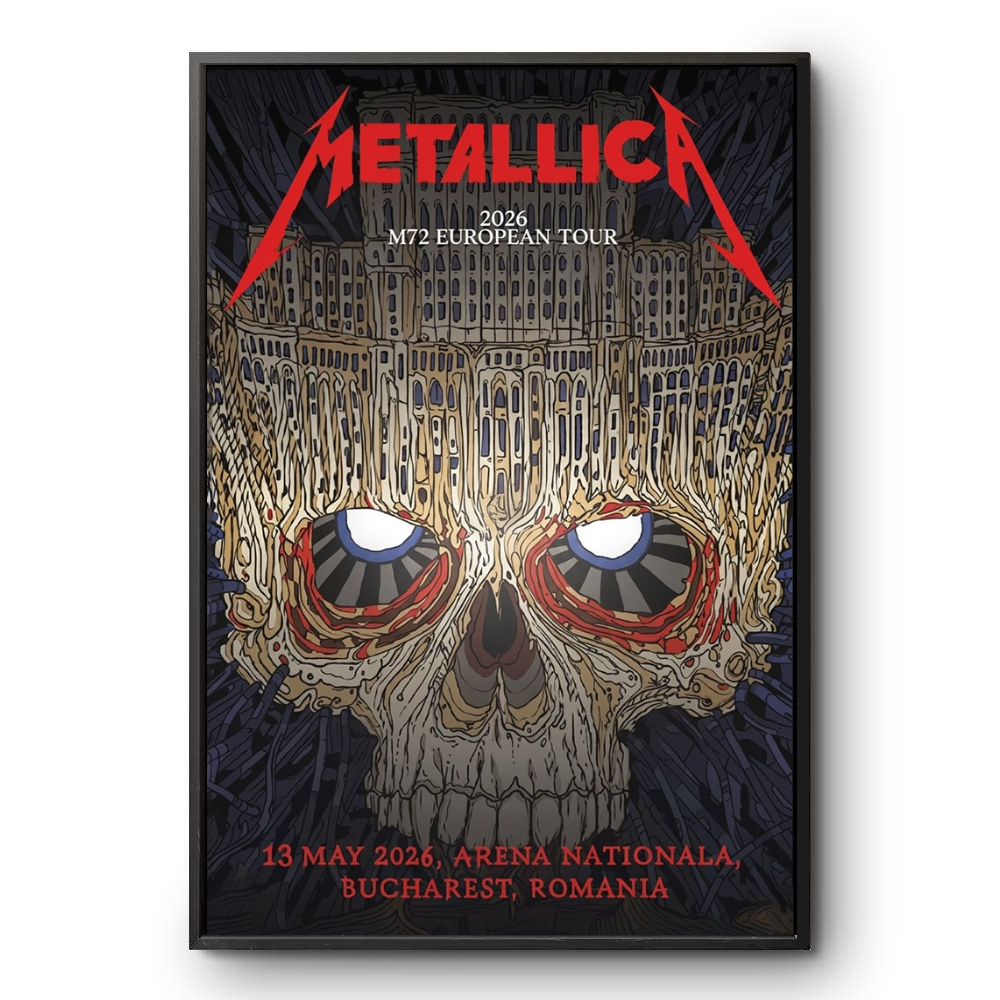 Metallica 2026 M72 European Tour May 13, 2026 Arena Nationala Bucharest, Romania Poster