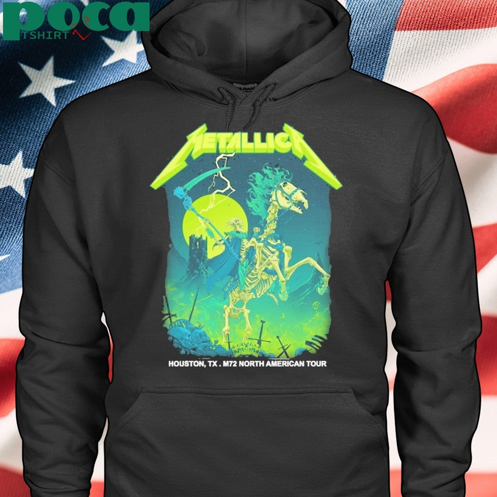 Metallica M72 Houston North American Tour June 14 2025 At NRG Stadium TX Skeleton Reaper Poster Artwork By Vance Kelly Merch shirt