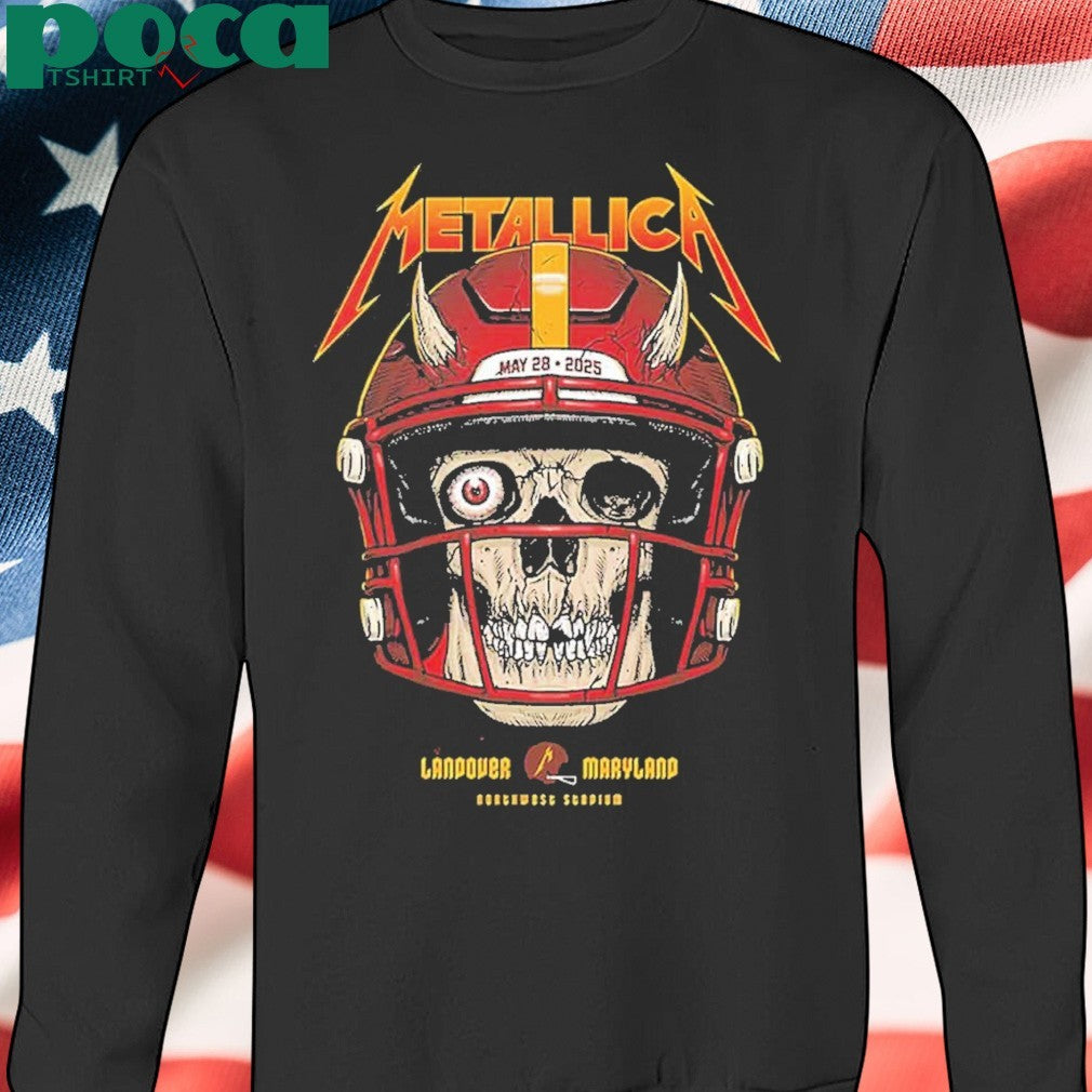Metallica M72 Landover Exclusive Pop-Up Poster For Washington DC At Northwest Stadium On May 28 2025 Skull Helmet T-Shirt