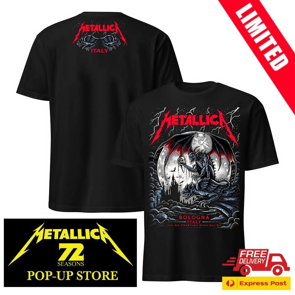 Metallica M72 Tour Bologna 06032026 Official Two Sided T-Shirt