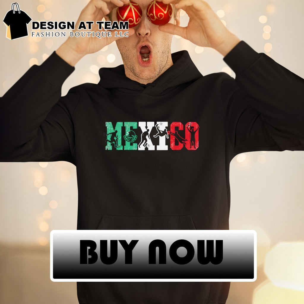 Mexico Soccer fan featuring letters with sports action poses shirt