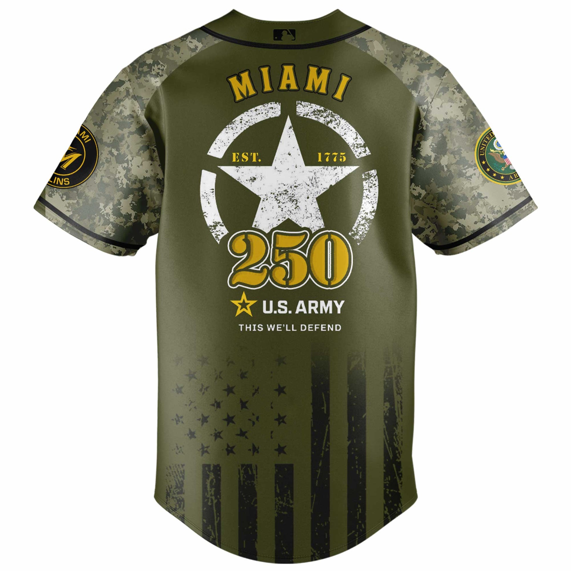 Miami Marlins MLB 250th anniversary US Army Jersey