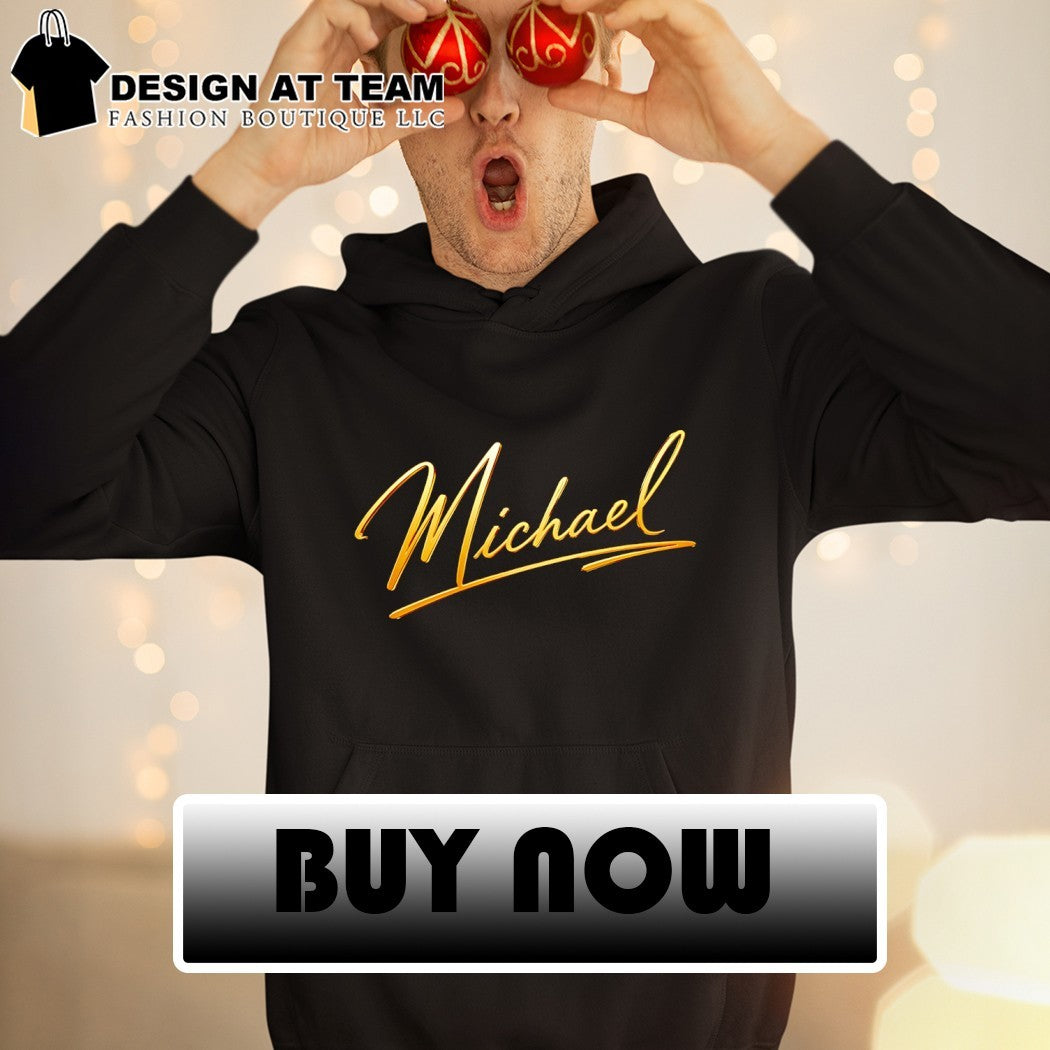 Michael signature gold text shirt