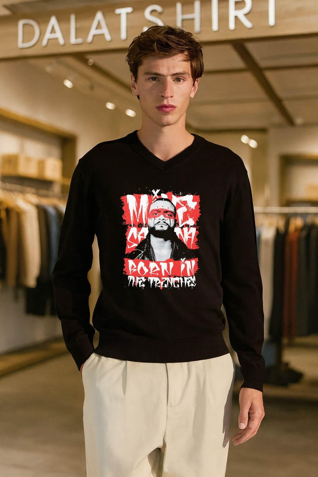 Mike Santana Born in the Trenches Face Paint shirt