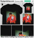 Mikel Arteta holding Cup Arsenal FC photo shirt