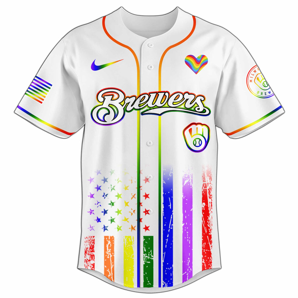 Milwaukee Brewers Happy Pride Month Baseball Jersey