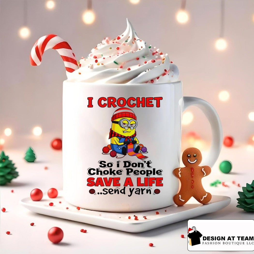 Minion I crochet so I don’t choke people save a life send yarn shirt
