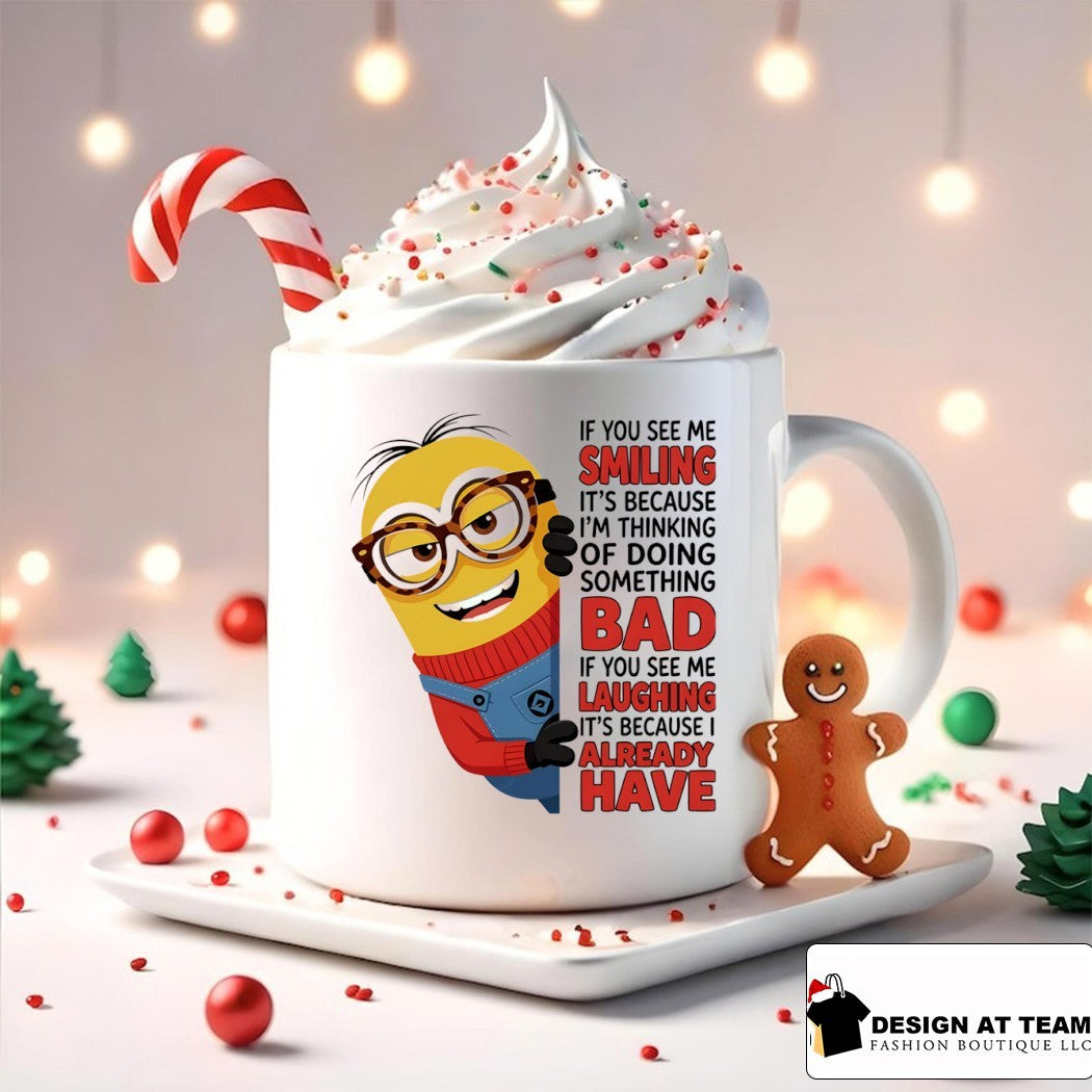 Minion nerd funny apparel if you see me smiling it’s because I’m thinking bad shirt