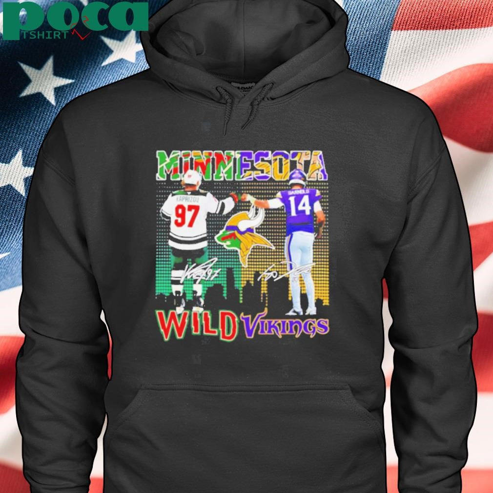 Minnesota Wild Kirill Kaprizov and Vikings Sam Darnold signatures shirt