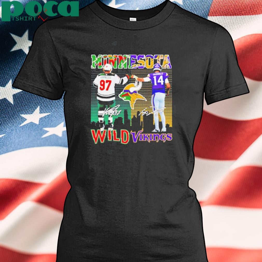 Minnesota Wild Kirill Kaprizov and Vikings Sam Darnold signatures shirt