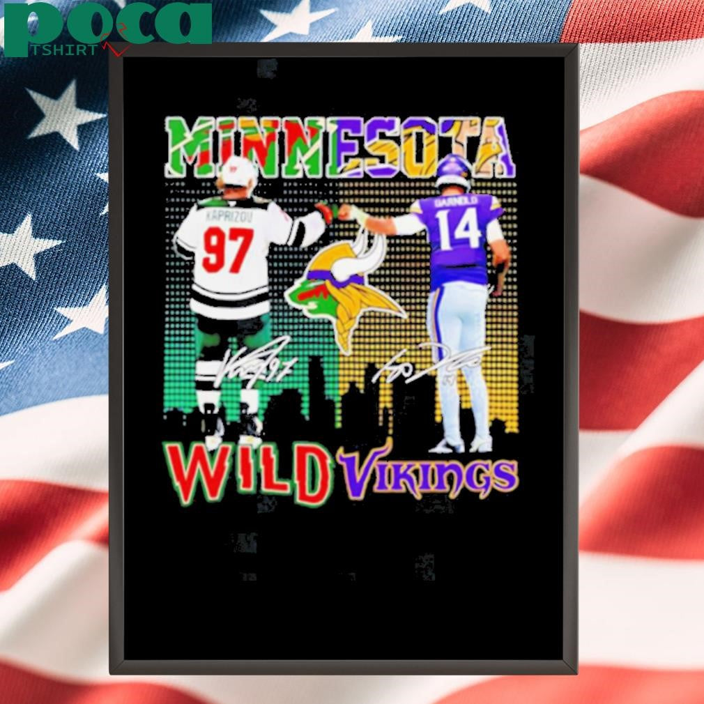 Minnesota Wild Kirill Kaprizov and Vikings Sam Darnold signatures shirt