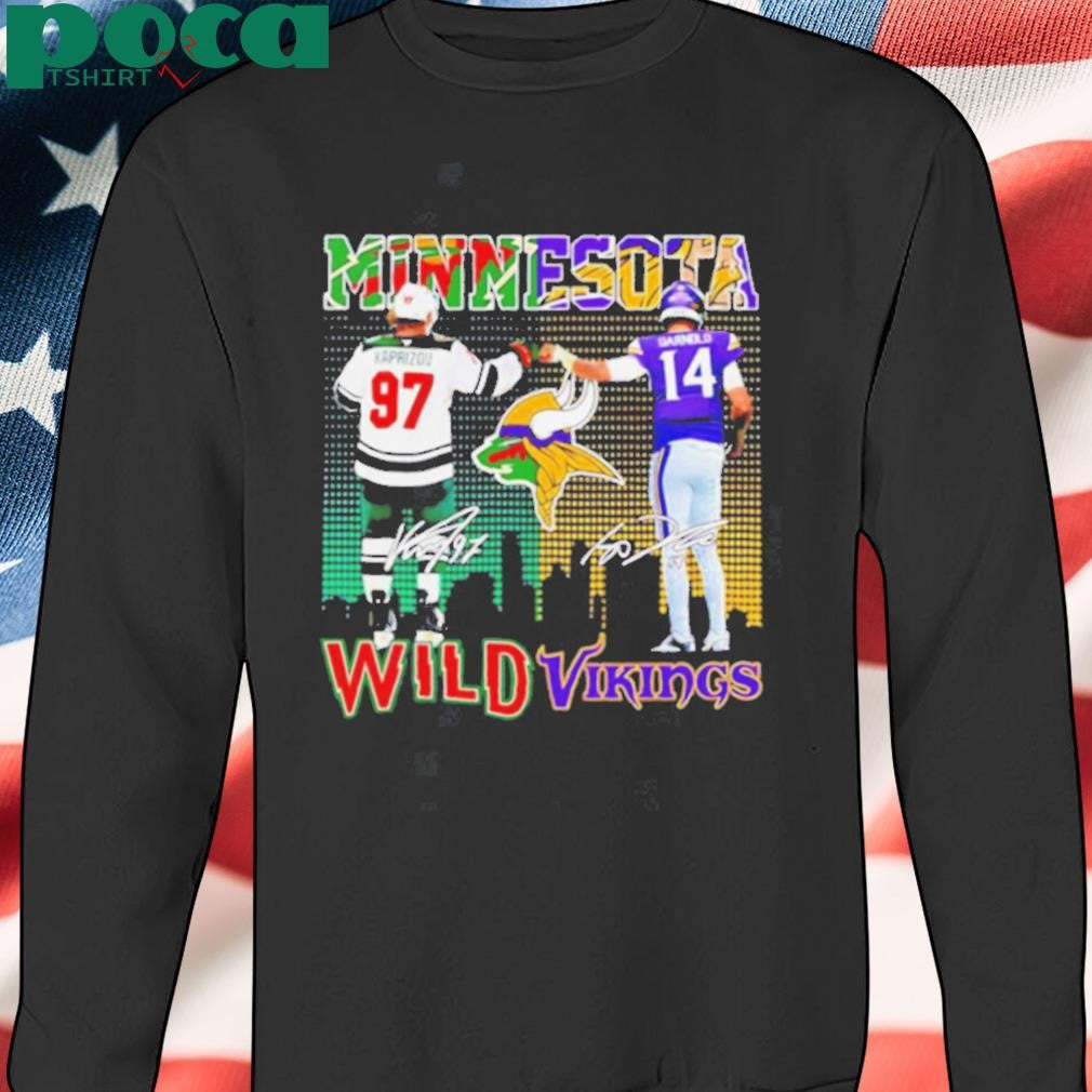 Minnesota Wild Kirill Kaprizov and Vikings Sam Darnold signatures shirt