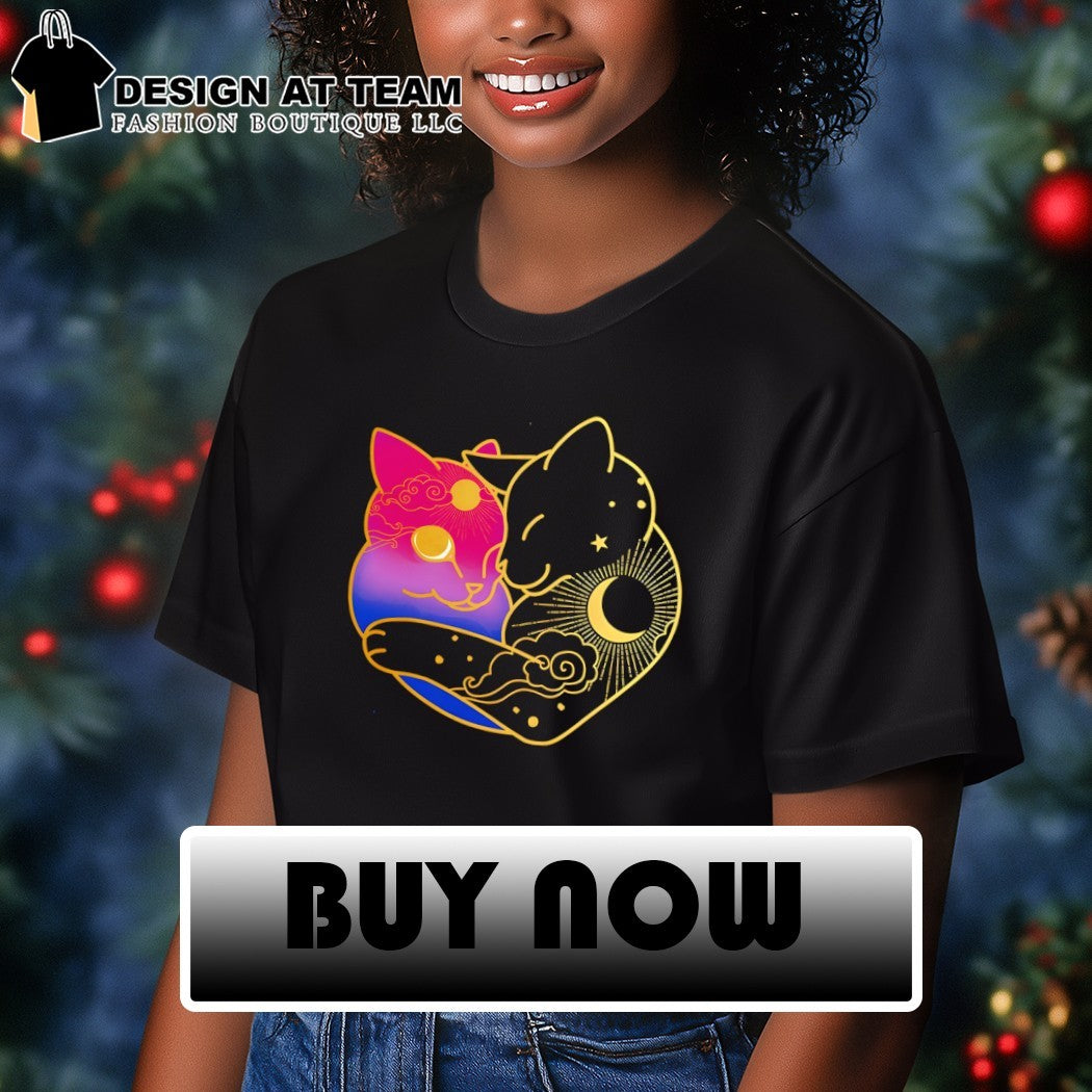 Moon heart cat Bisexual LGBT Pride Month shirt