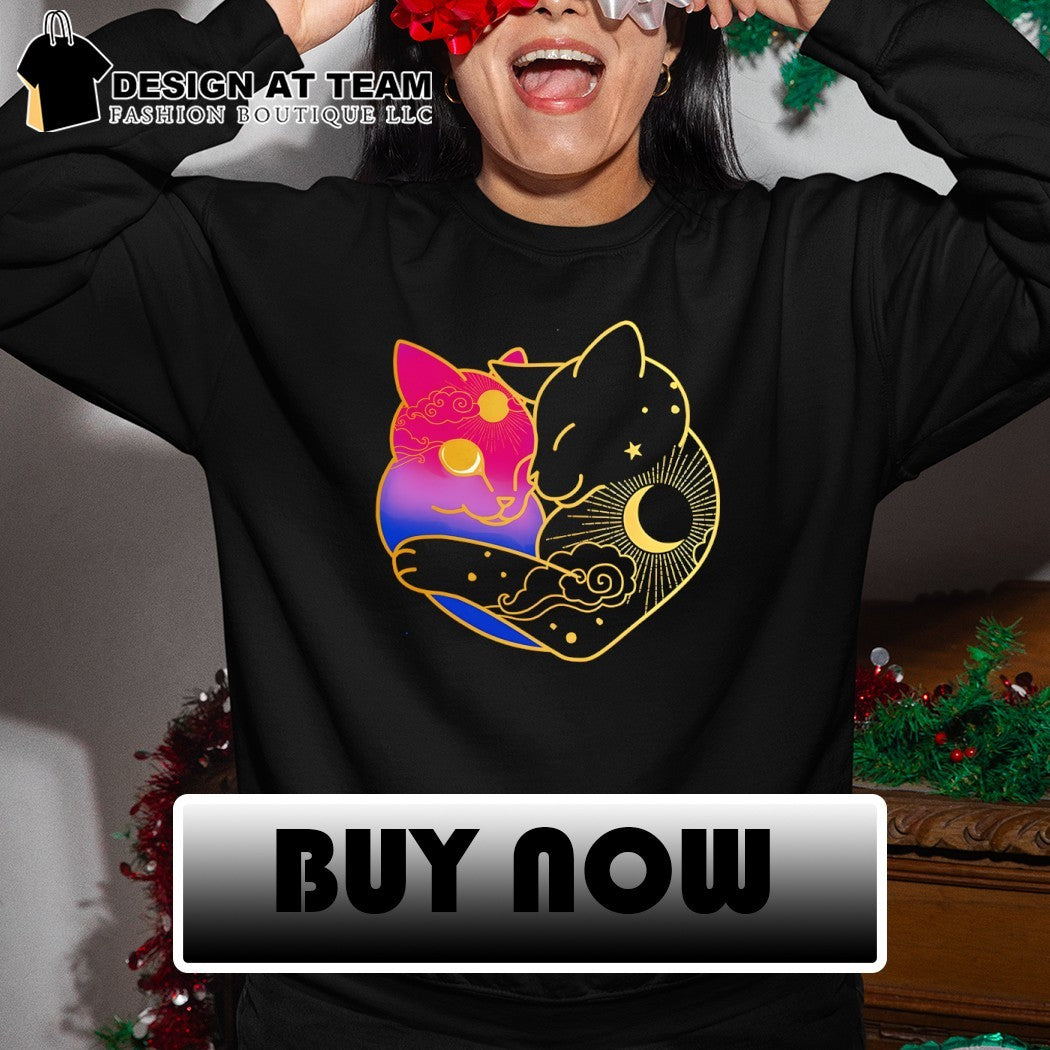 Moon heart cat Bisexual LGBT Pride Month shirt