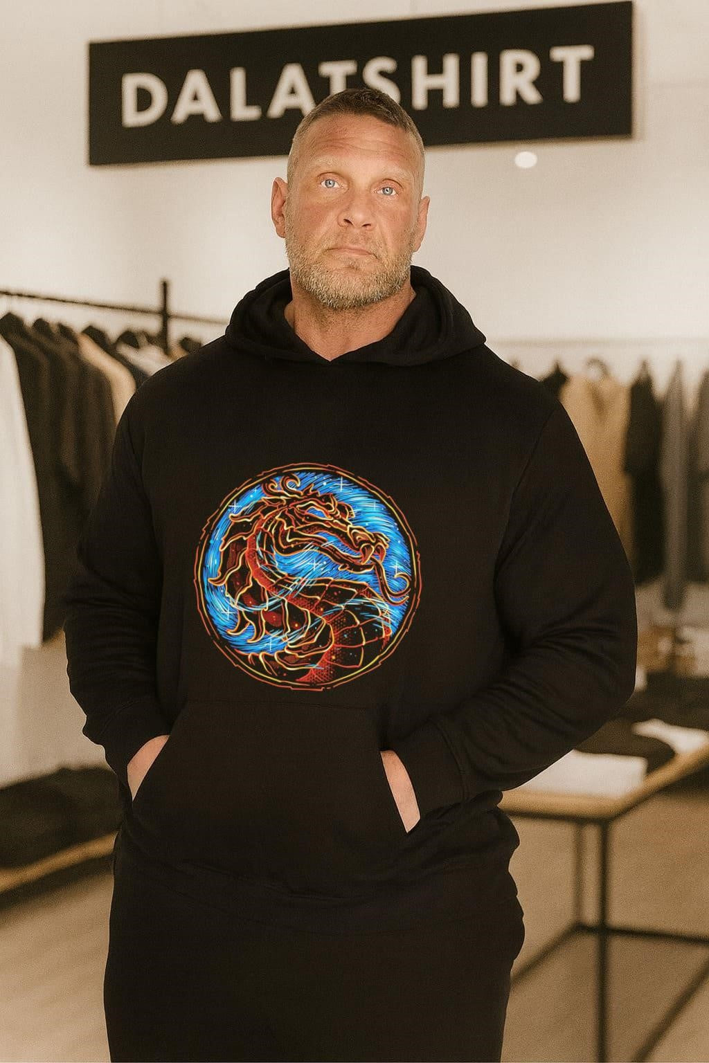 Mortal Kombat Dragon Logo Blue Fire Circle Graphic shirt