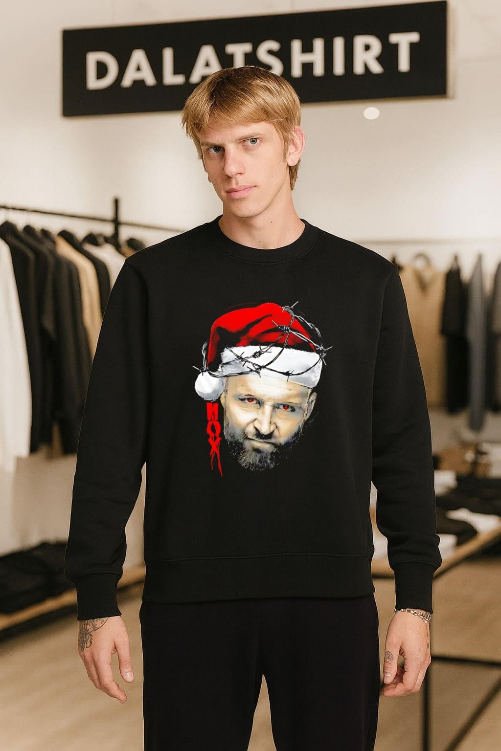 Mox Barbed Wire Santa Hat Jon Moxley Portrait shirt