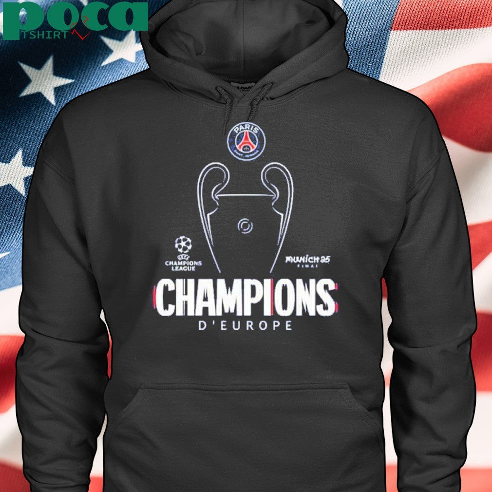 Munich 25 Final PSG UCL Champions 2025 Trophy Outline Graphic T-Shirt