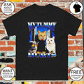 My tummy hurts funny cat meme graphic shirt