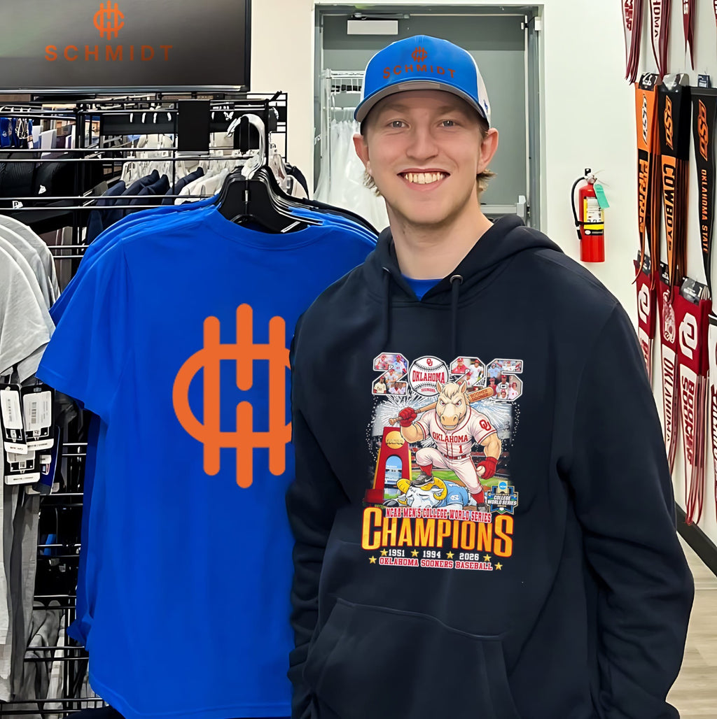 NCAA Men’s College World Series Champions 1951 1994 2026 Oklahoma Sooners Baseball mascot shirt