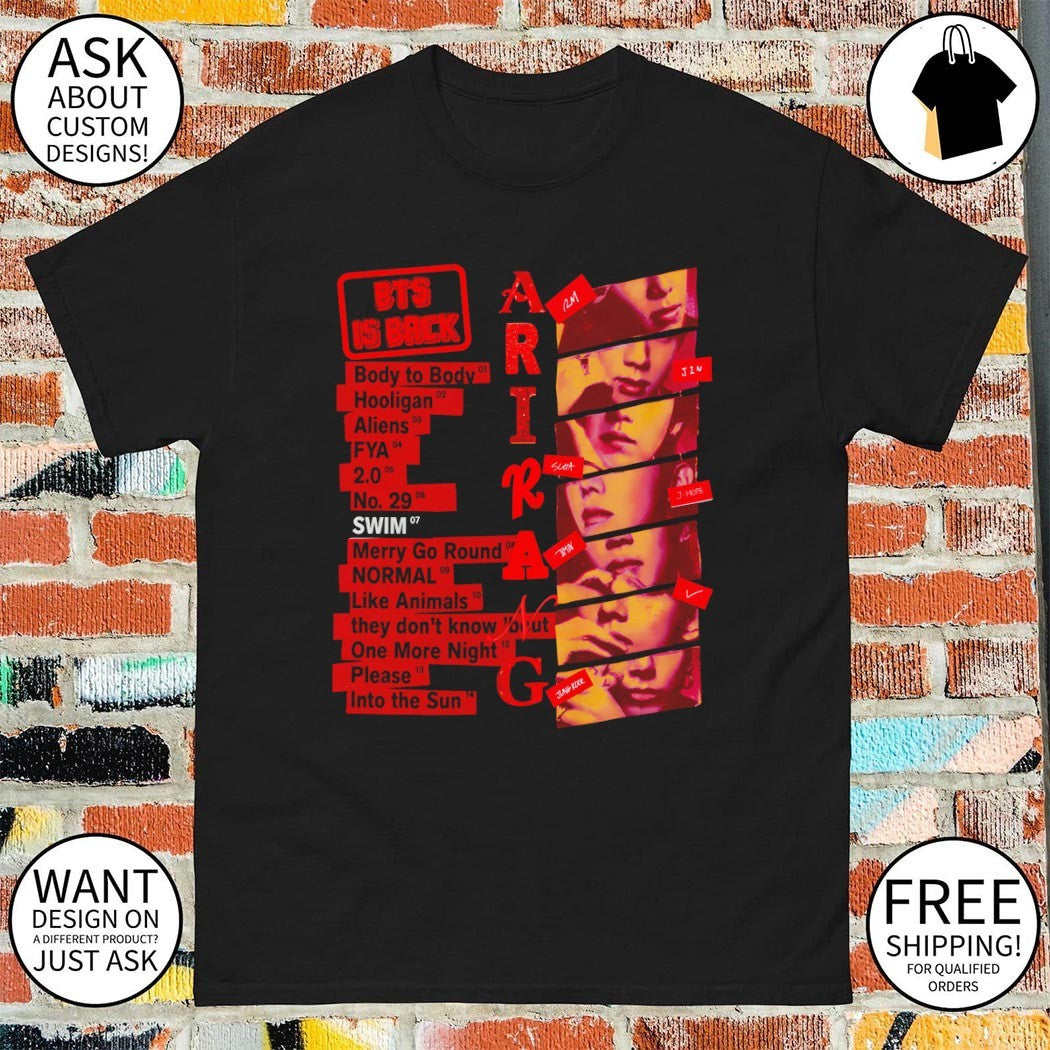 Namjoon Seokjin Yoongi Hoseok Jimin V Jungkook BTS World Tour 2026 Arirang Concert shirt