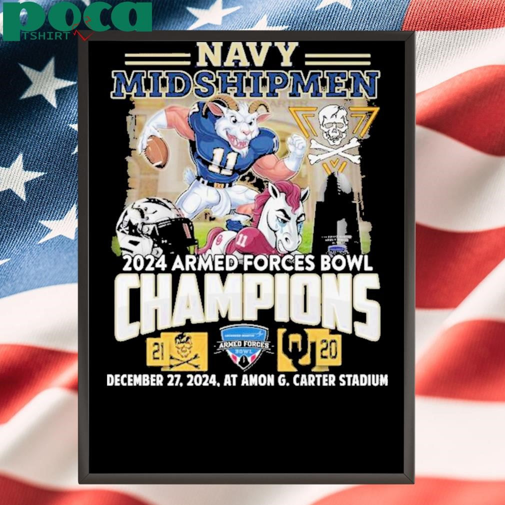 Navy Shipmen 2024 Armed Force Bowl Champion Celebrating T-Shirt