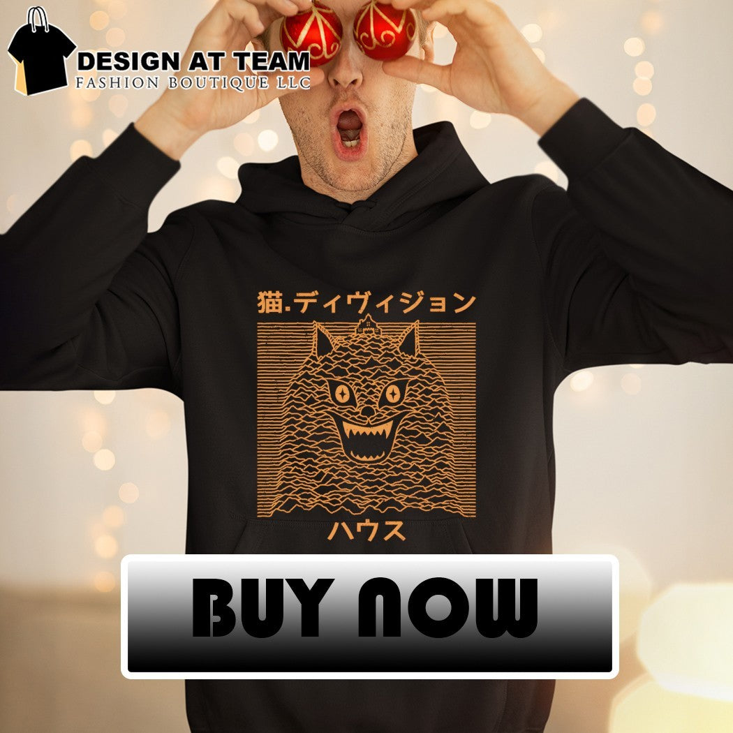 Neko Division Cat Division the 1977 horror film House Joy Division’s Unknown Pleasures shirt
