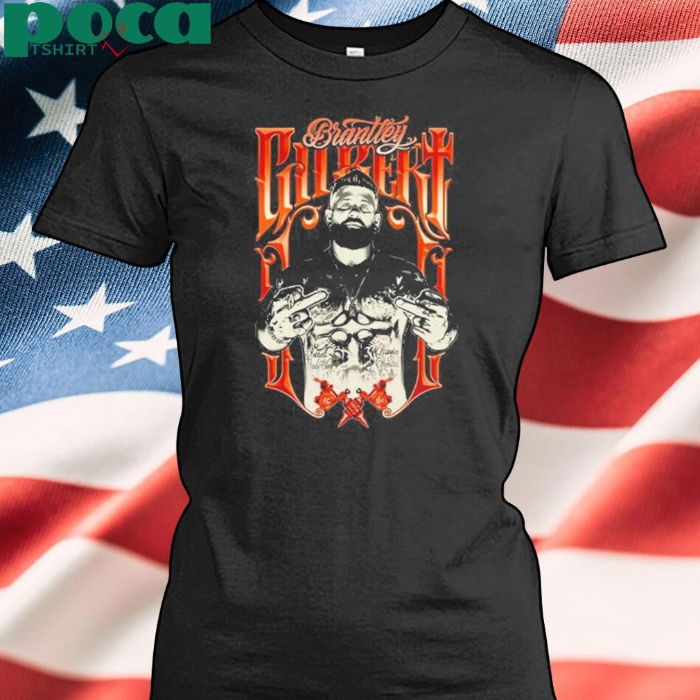 New Brantley Gilbert Frame Tattoos Bleach Wash Shirt