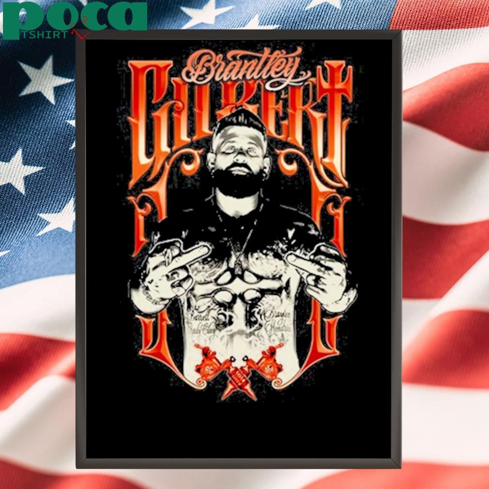 New Brantley Gilbert Frame Tattoos Bleach Wash Shirt