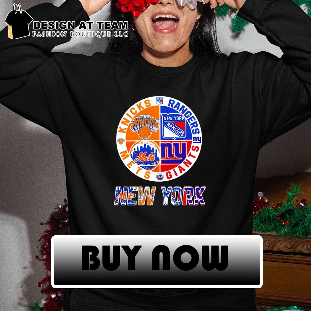 New York Mets Knicks Rangers Giants 4 Teams Sports Circle Logo sports shirt