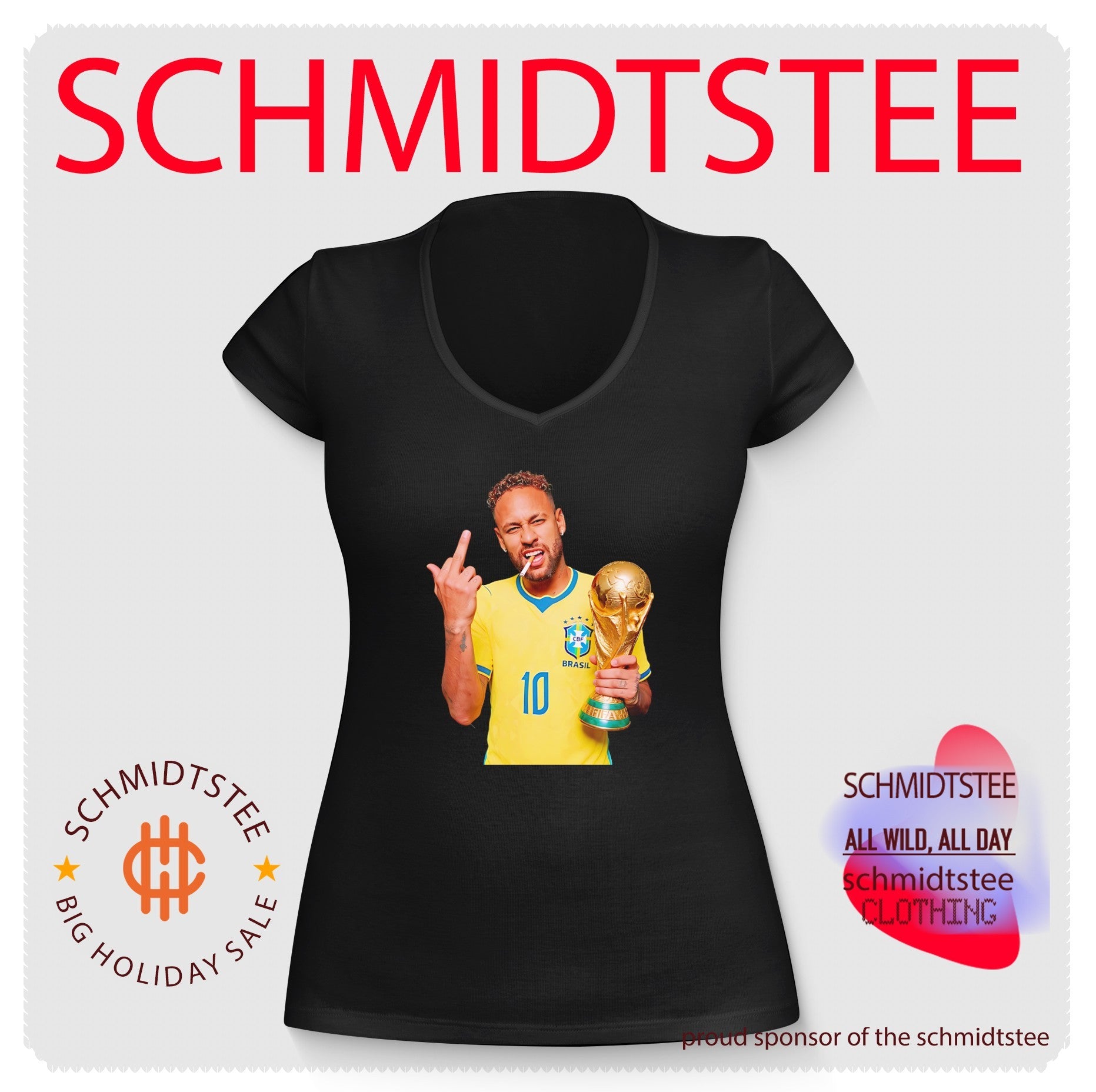 Neymar Jr holding trophy middle finger 2026 World Cup shirt